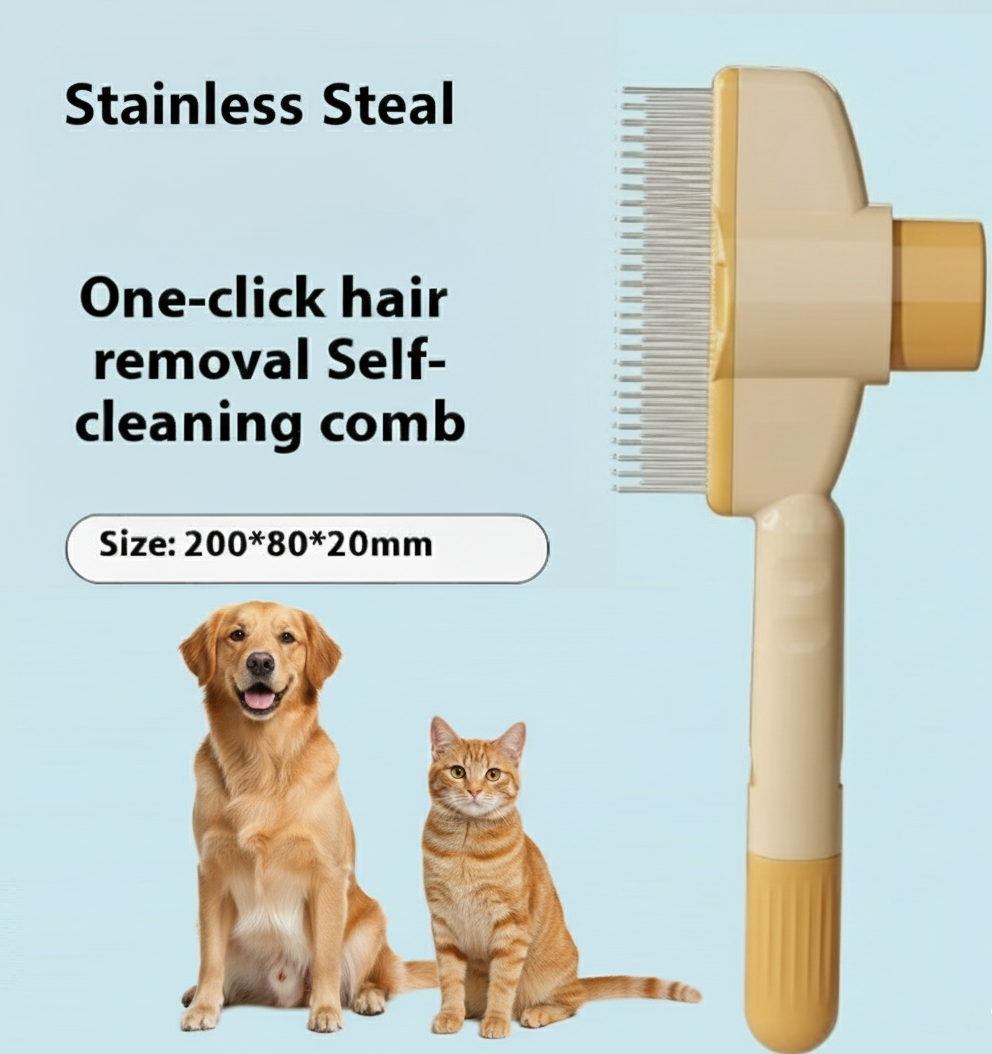 Self-Cleaning Pet Hair Comb for Dogs & Cats (with Release Button)