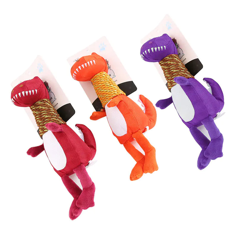 Dinosaur Dog Toy with Sound and Chew Features