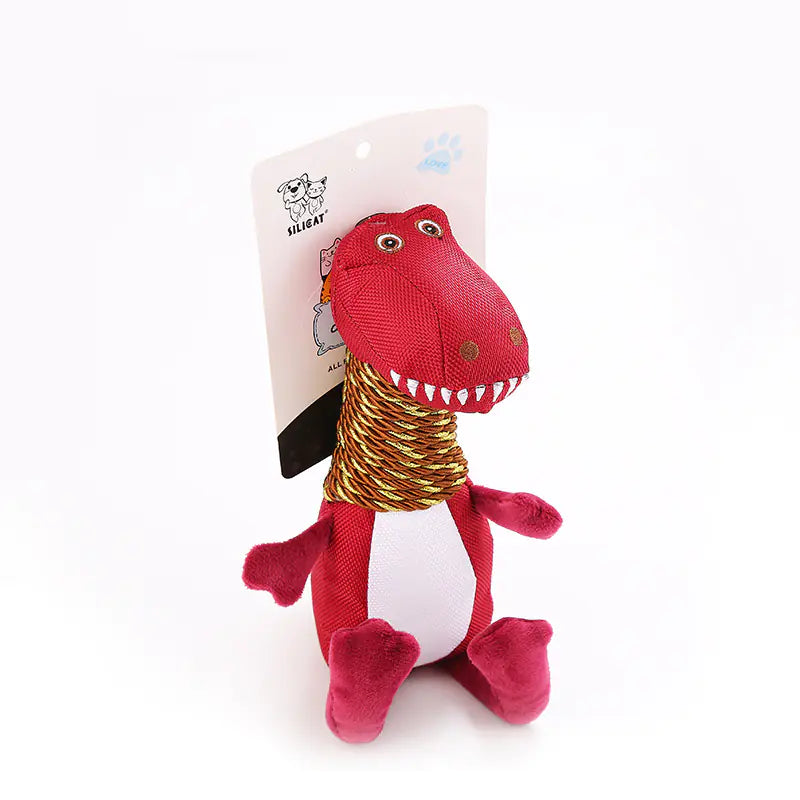 Dinosaur Dog Toy with Sound and Chew Features