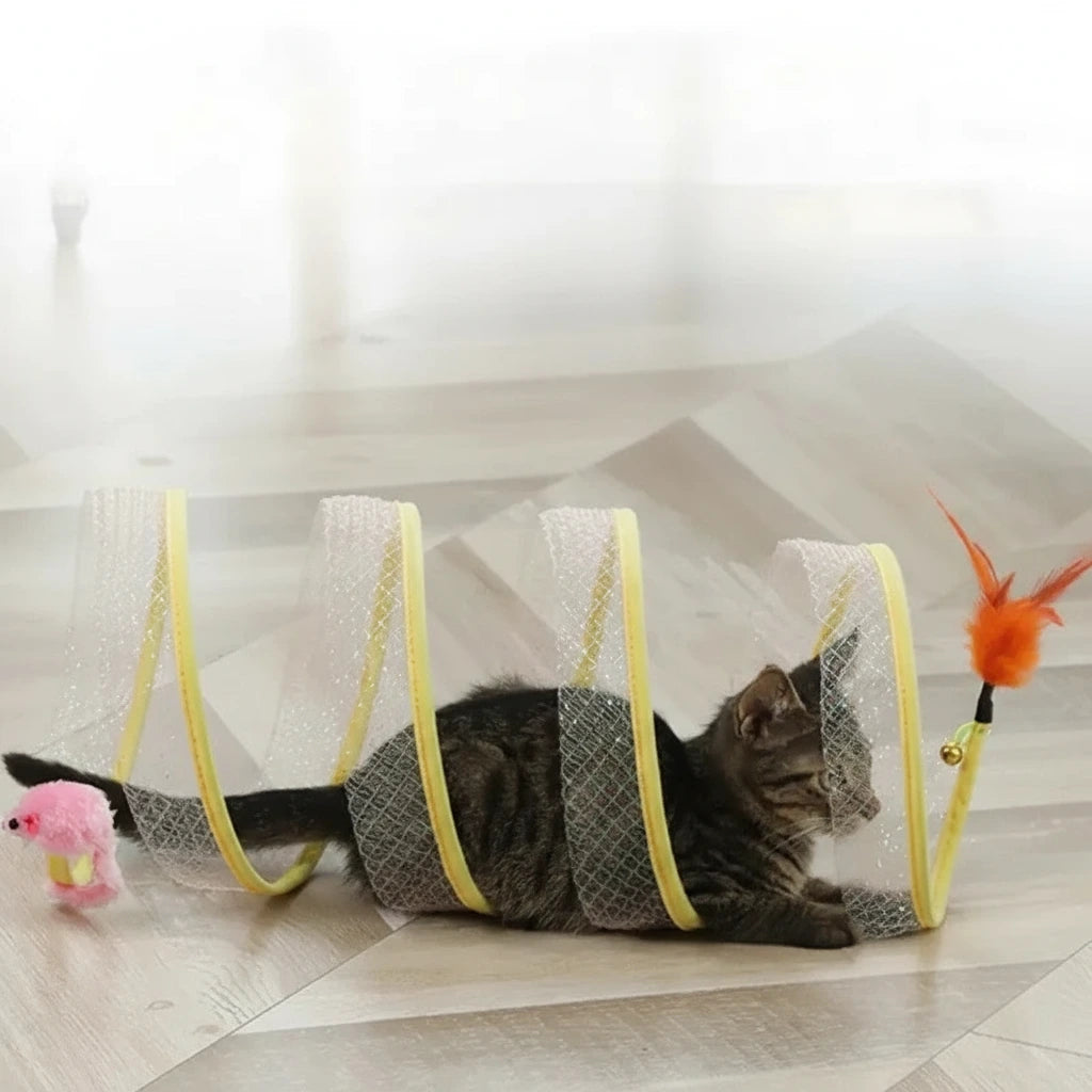 S Shaped Foldable Cat Tunnel Toy for Pets