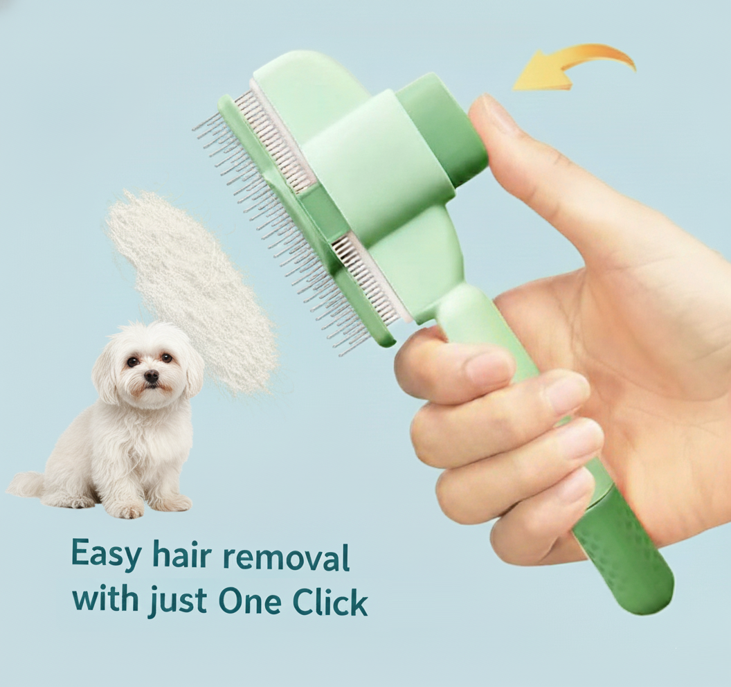 Self-Cleaning Pet Hair Comb for Dogs & Cats (with Release Button)