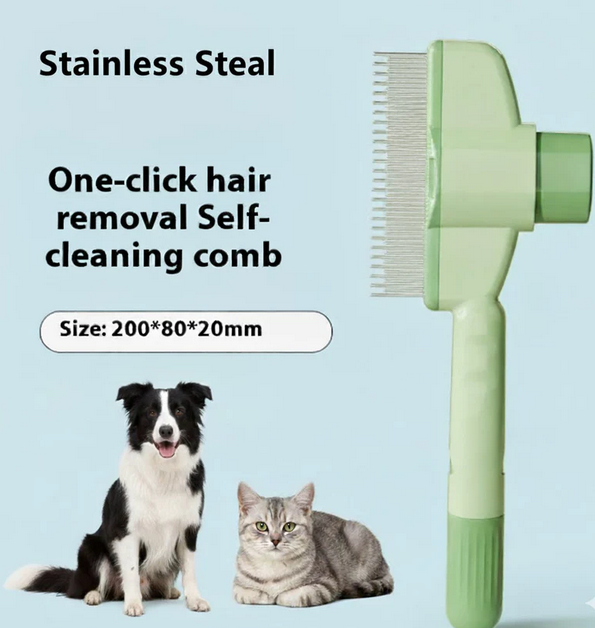 Self-Cleaning Pet Hair Comb for Dogs & Cats (with Release Button)