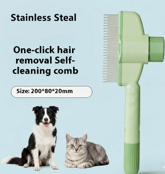 Self-Cleaning Pet Hair Comb for Dogs & Cats (with Release Button)