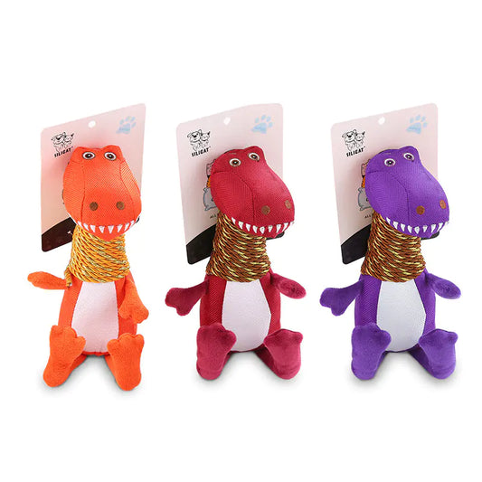 Dinosaur Dog Toy with Sound and Chew Features