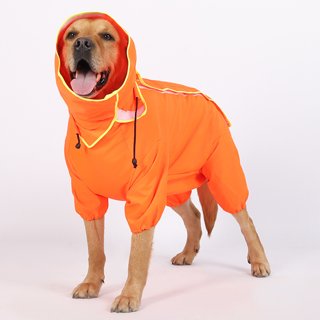 Reflective Hooded Waterproof Poncho for Large Dogs