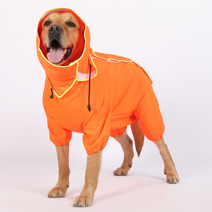Reflective Hooded Waterproof Poncho for Large Dogs