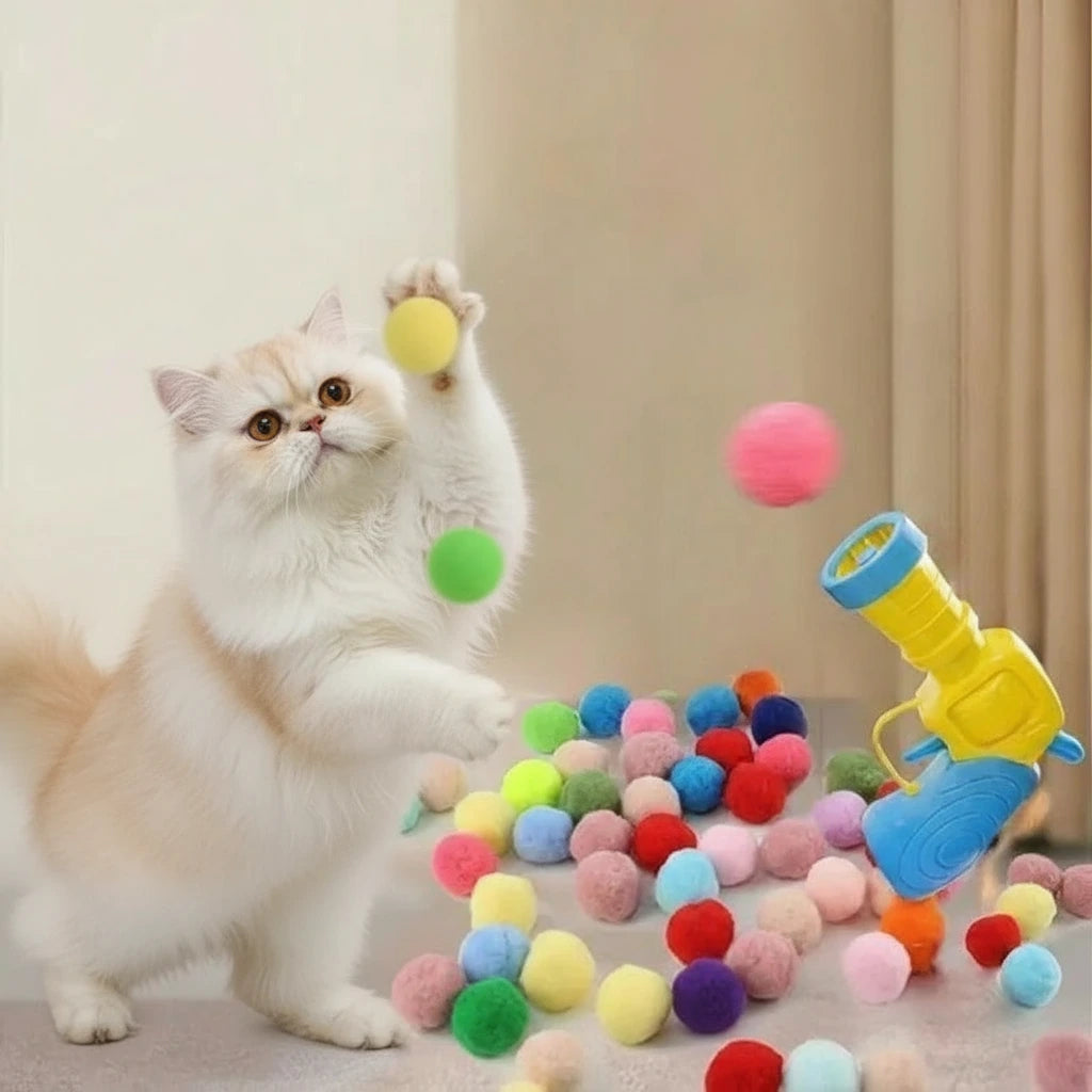 Cat Toy Launcher with Soft Balls