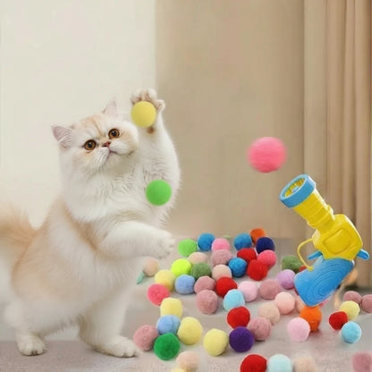 Cat Toy Launcher with Soft Balls