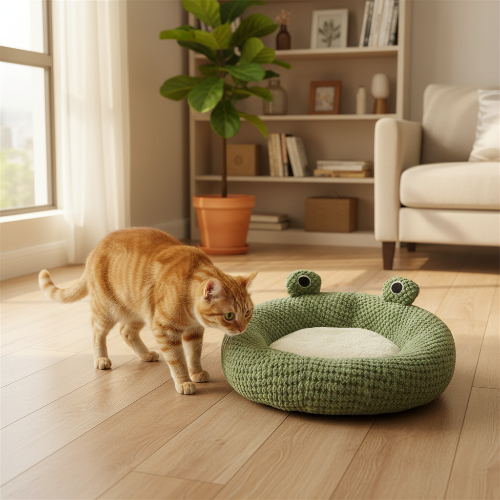 Cartoon Frog Shaped Pet Bed