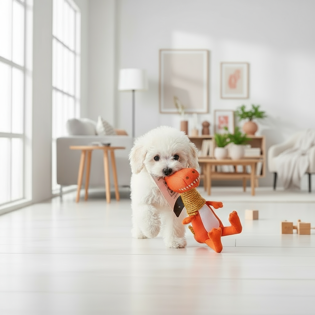 Dinosaur Dog Toy with Sound and Chew Features
