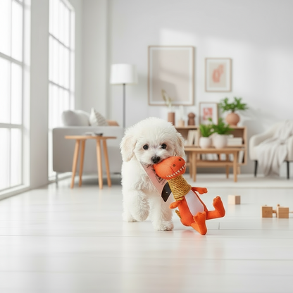 Dinosaur Dog Toy with Sound and Chew Features