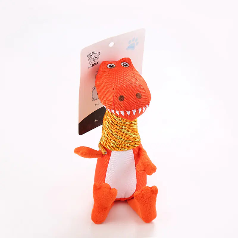 Dinosaur Dog Toy with Sound and Chew Features