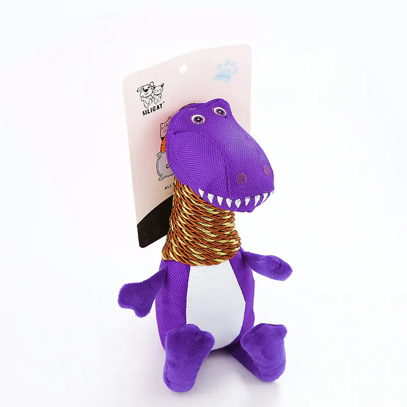 Dinosaur Dog Toy with Sound and Chew Features